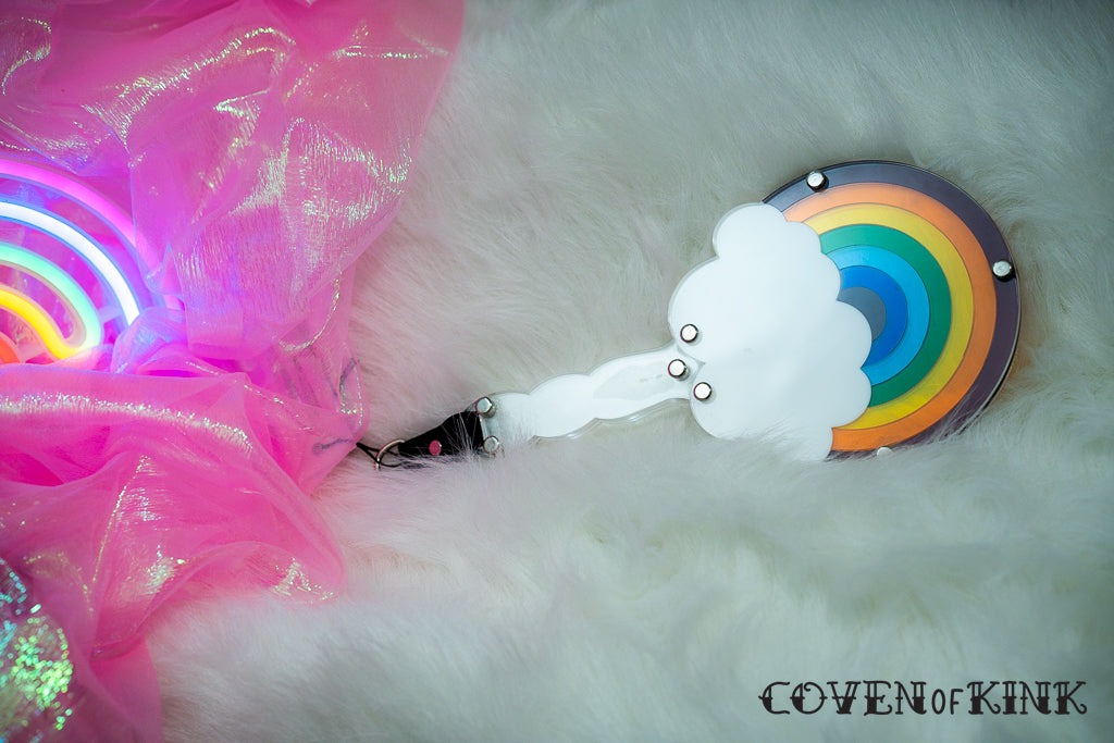 Rainbow and Clouds Acrylic Paddle, Round (Small)