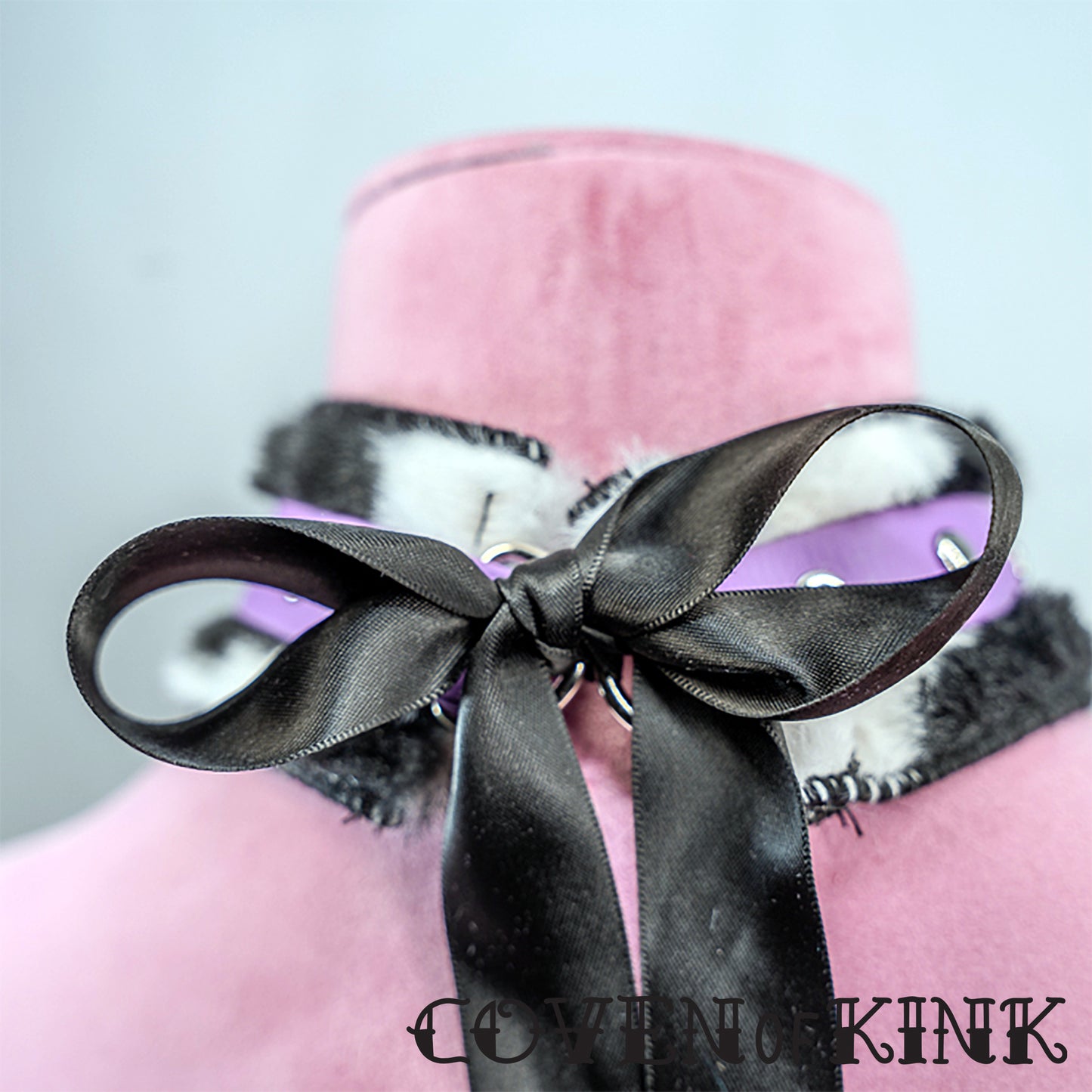 HuCow Cow Print Faux Fur Vegan Leather Submissive Collar