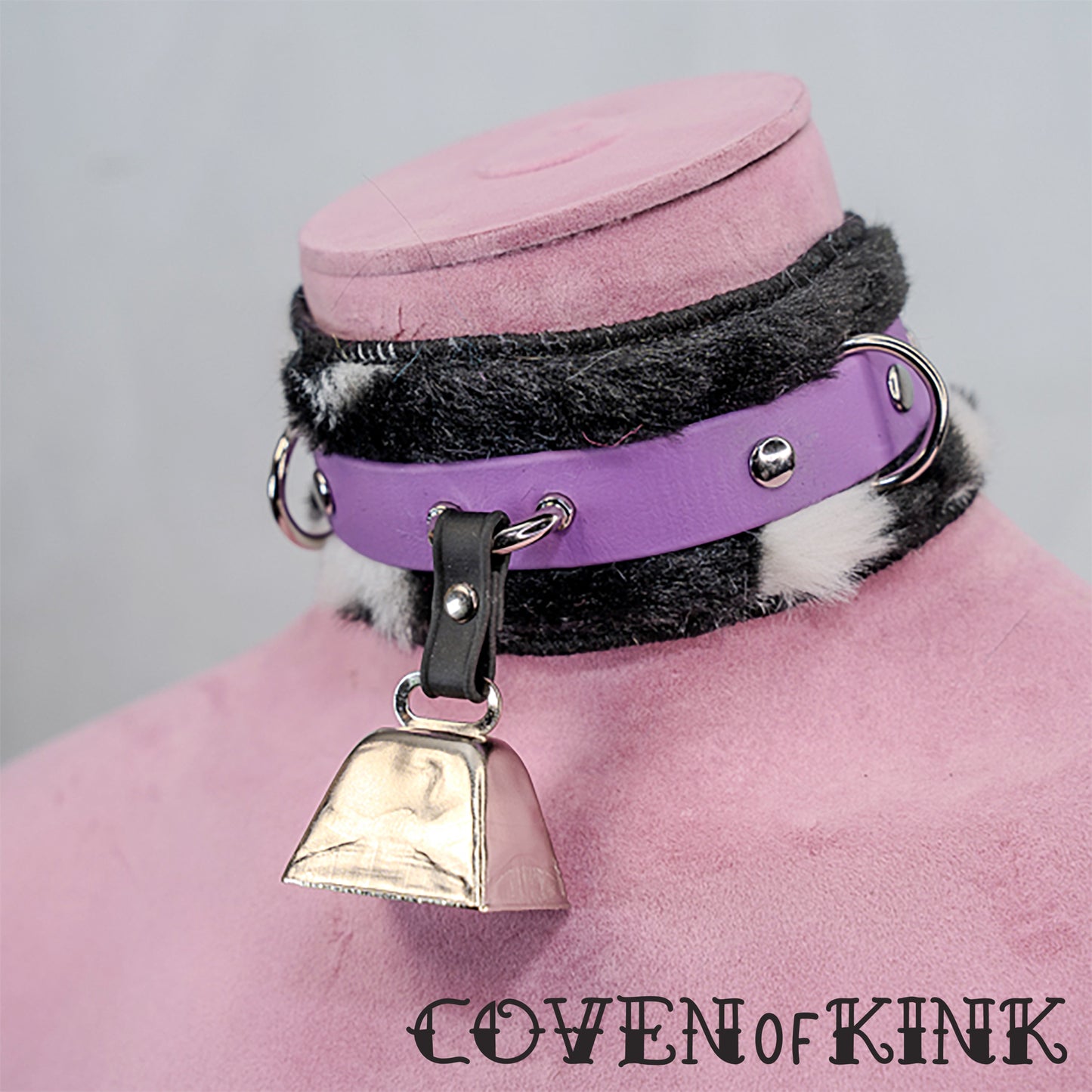 HuCow Cow Print Faux Fur Vegan Leather Submissive Collar