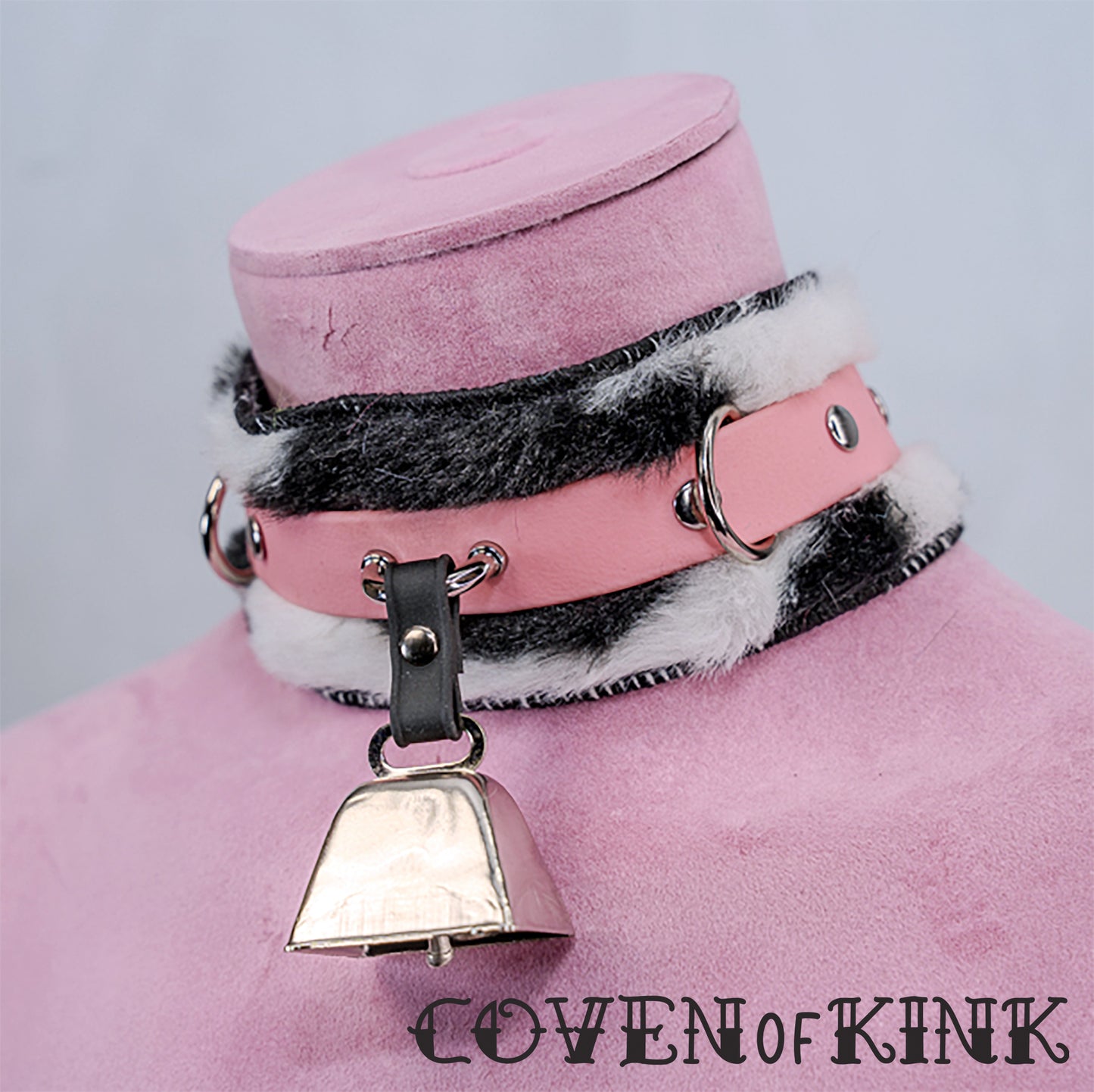 HuCow Cow Print Faux Fur Vegan Leather Submissive Collar