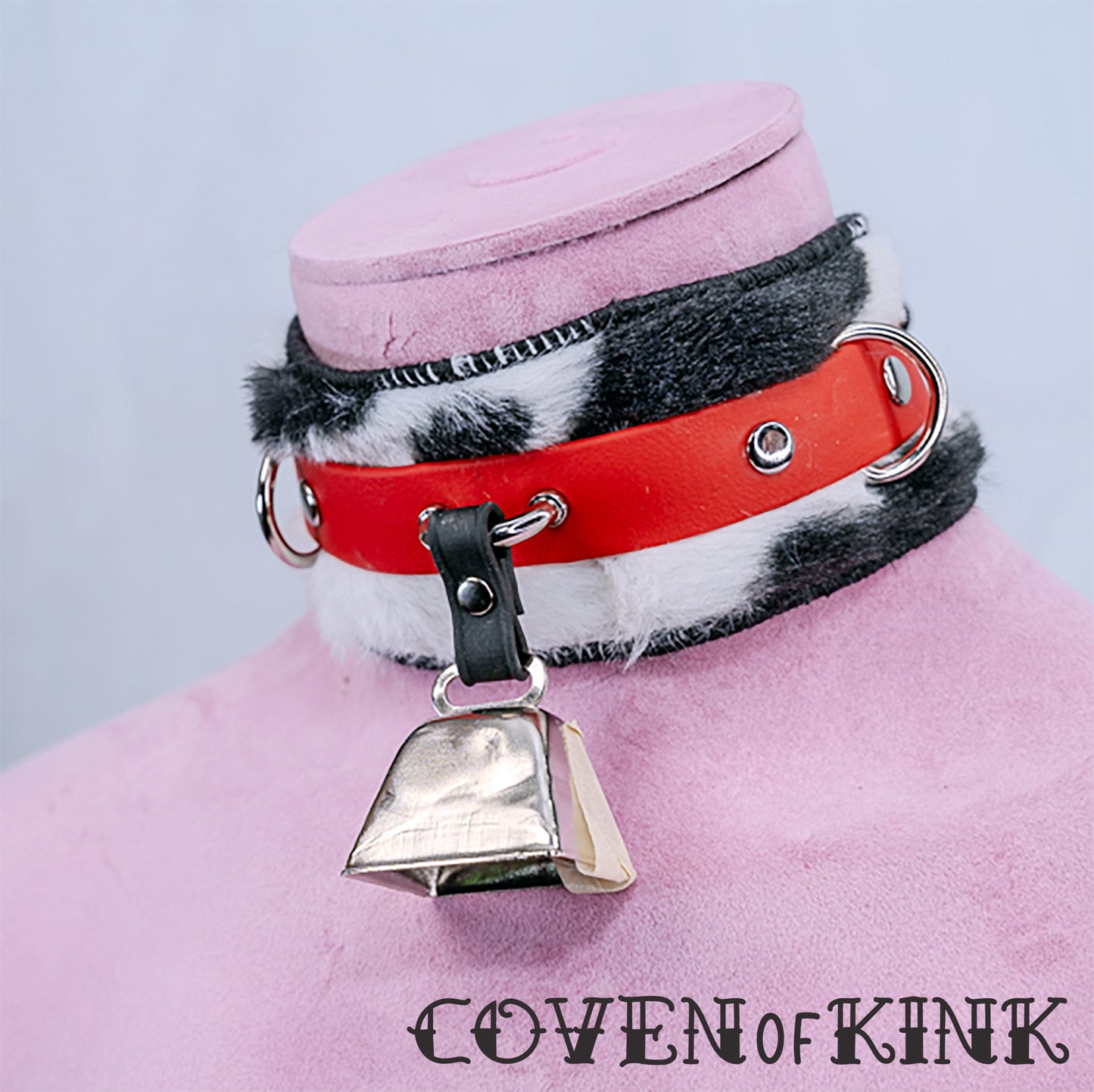 HuCow Cow Print Faux Fur Vegan Leather Submissive Collar