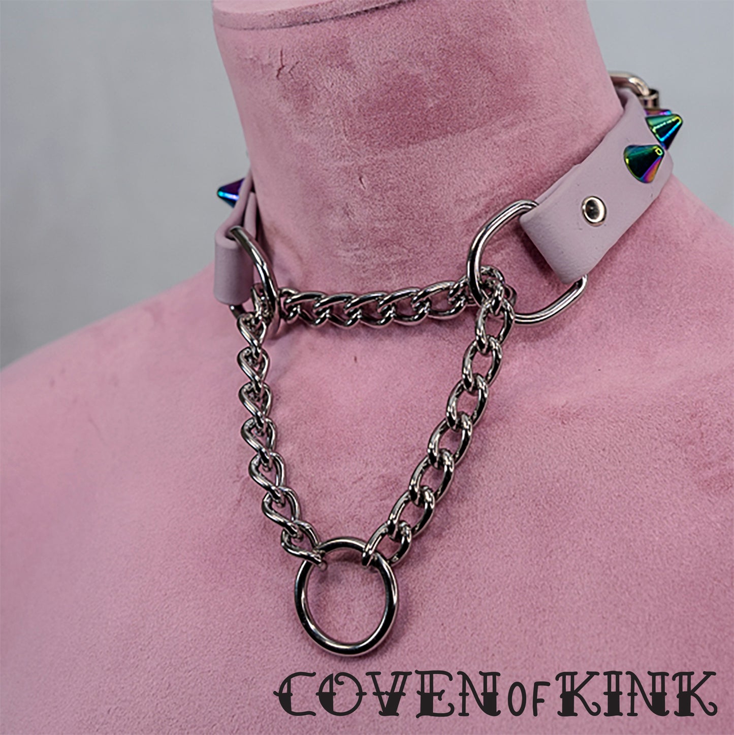 Spiked Martingale Vegan Leather Submissive Collar