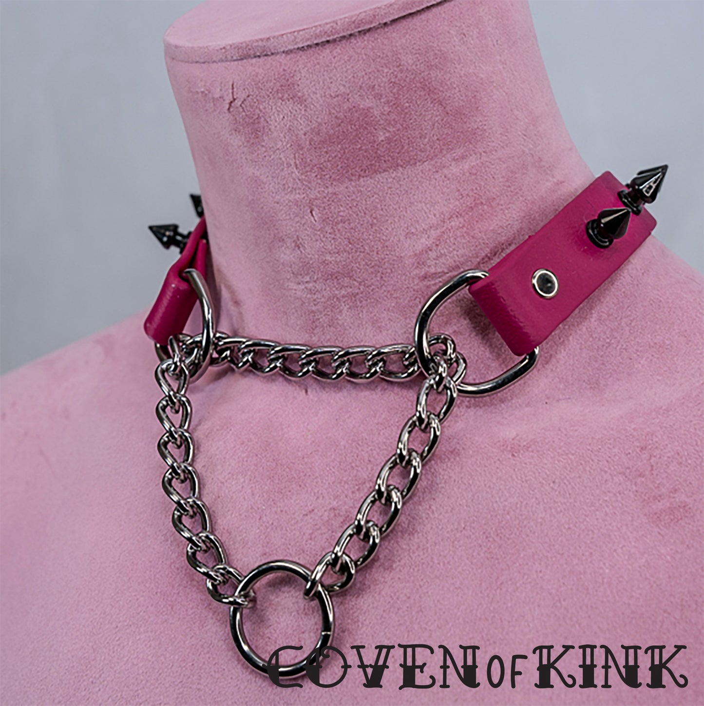 Spiked Martingale Vegan Leather Submissive Collar