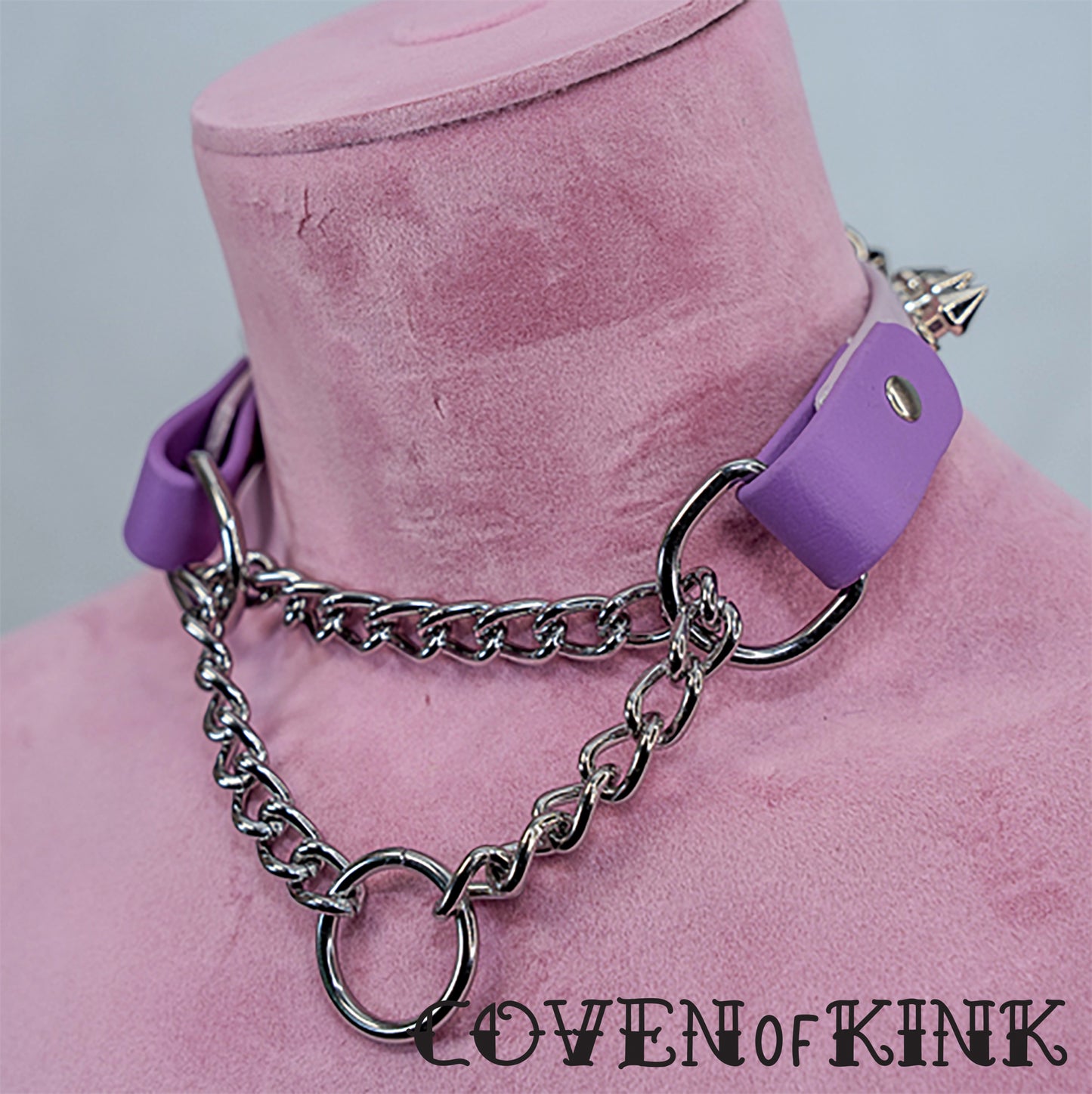 Spiked Martingale Vegan Leather Submissive Collar