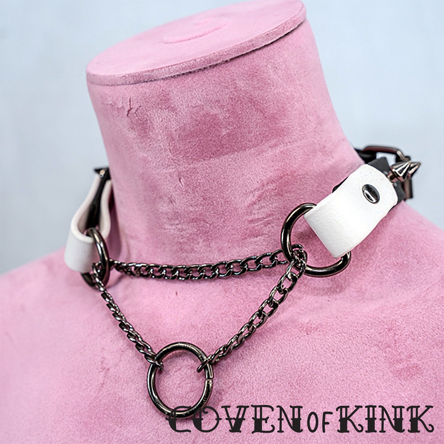 Spiked Martingale Vegan Leather Submissive Collar