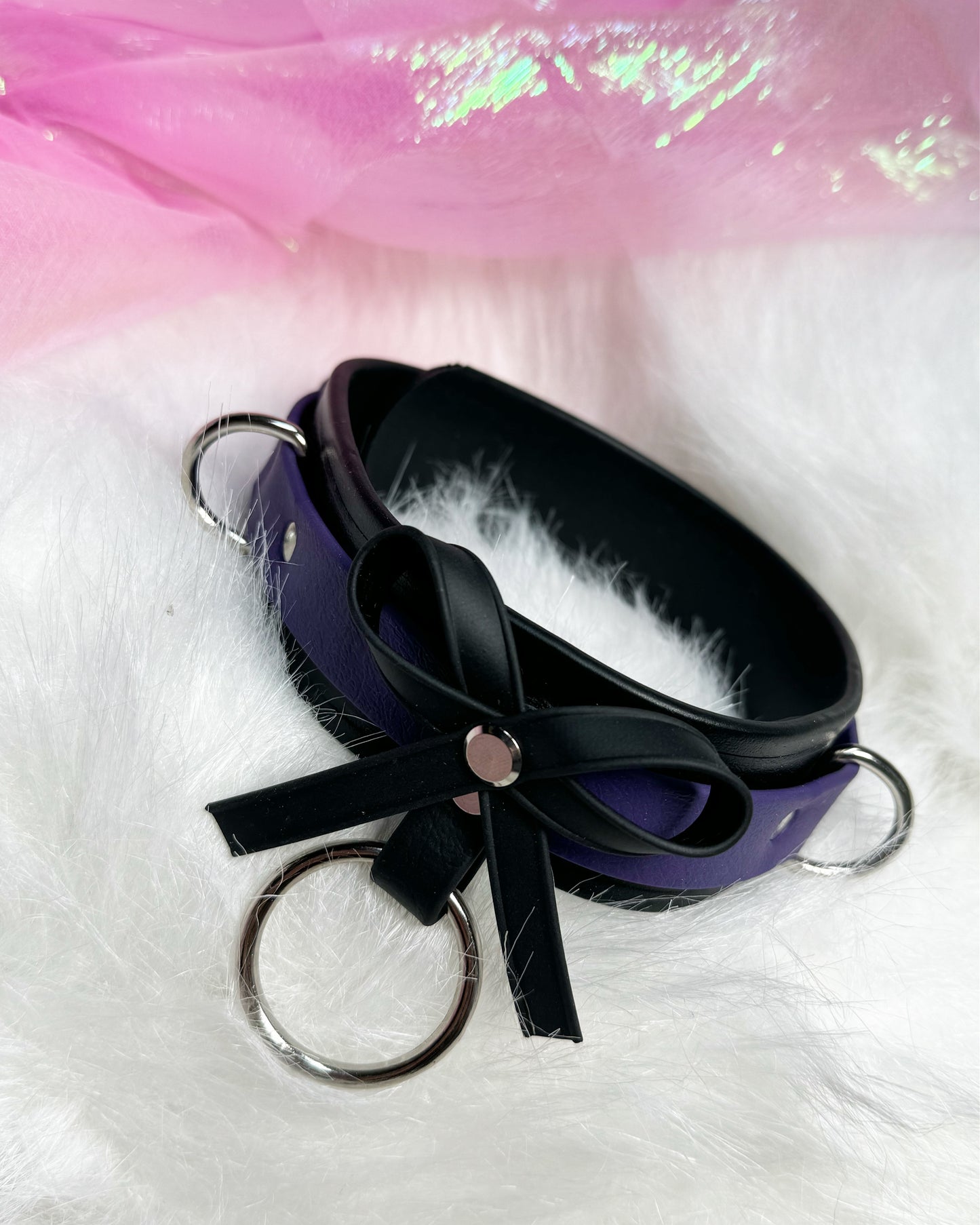 Submissive Collar with Bow / Vegan Leather S&M Collar