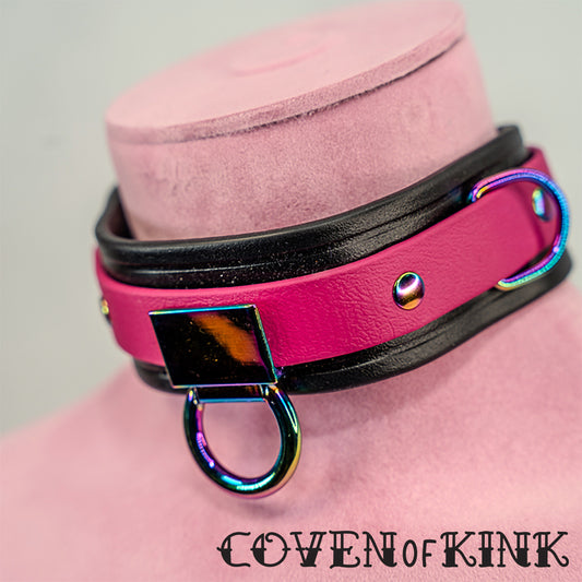 Rainbow D Ring Double Layer Submissive Play Collar
