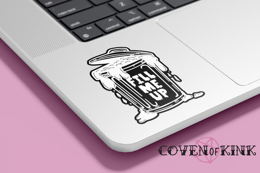 ‘Fill Me Up’ Illustrated Trashcan Sticker