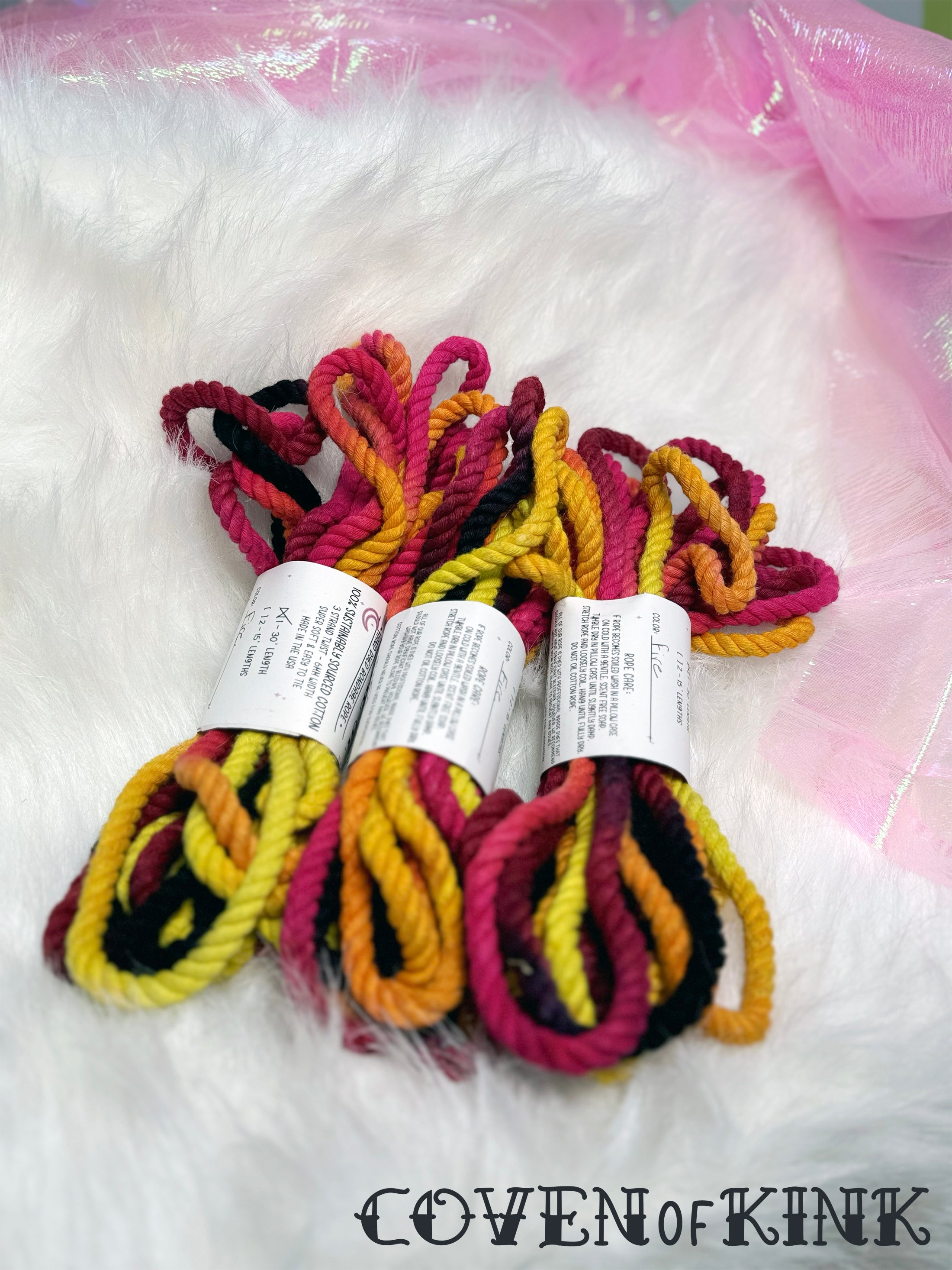 Fire Hand Dyed Sustainably Sourced Cotton Bondage Rope – Coven of Kink